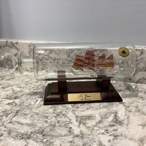 Hand Blown Mayflower Glass Collection Ship in a Bottle Tea Clipper